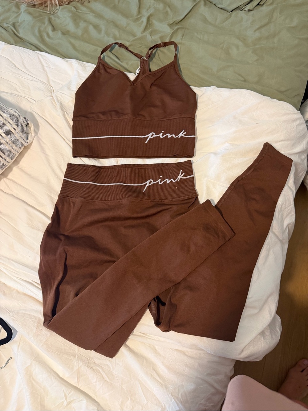 Women’s pink Victoria’s Secret brown workout set